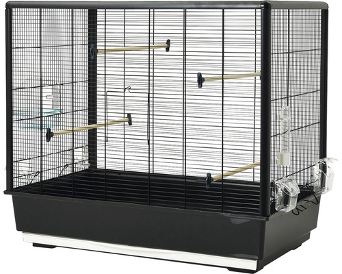 Cage à oiseaux SAVIC Primo 60 Knock Down avec mangeoire, bain, abreuvoir, perchoir 80x50x70 cm noir
