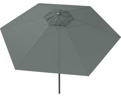 Grauer Sonnenschirm von unten gesehen