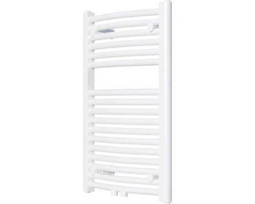 Radiateur sèche-serviettes blanc avec tubes de chauffage courbés