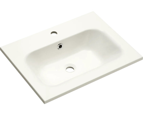 Vasque pour meuble Pelipal Quickset 923 61 x 46 cm blanc brillant 980.766108 Lavabo en céramique avec trou pour robinet et trop-plein