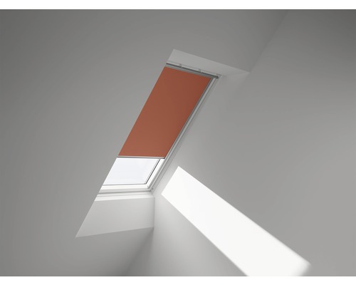 Store occultant Velux uni orange à commande manuelle cadre aluminium DKL C02 4564S