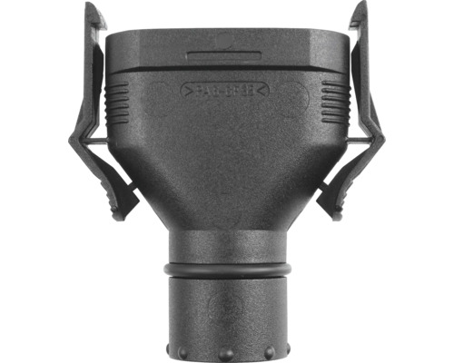 Schwarzer Schlauchverbinder aus Kunststoff