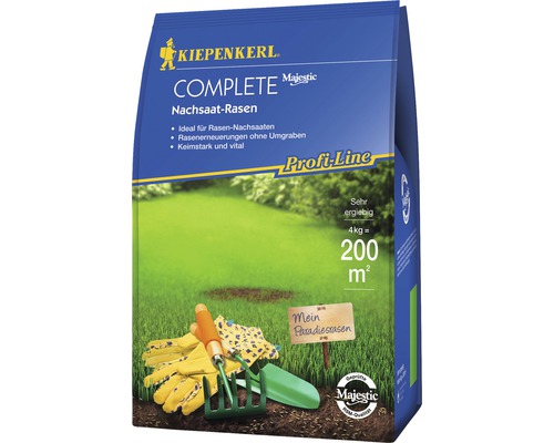 Rasensamen Kiepenkerl P.L Complete Nachsaat-Rasen 4 kg 200 m² Kiepenkerl Complete Majestic Nachsaat-Rasen 4 kg Packung