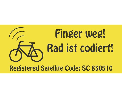 Autocollant « Ne pas toucher : vélo avec bicycode » 100x40 mm
