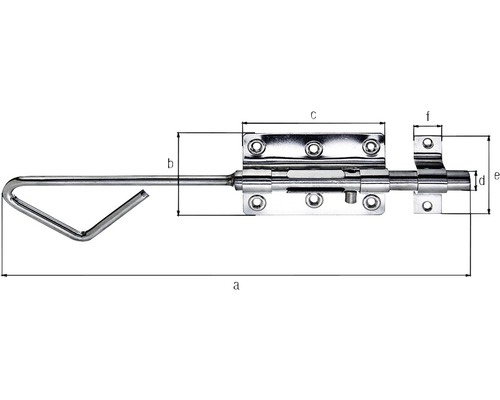 Illustration eines Türriegels mit verschiedenen Massangaben