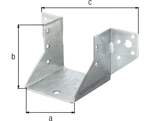Abbildung eines Balkenschuhs mit Maßangaben
