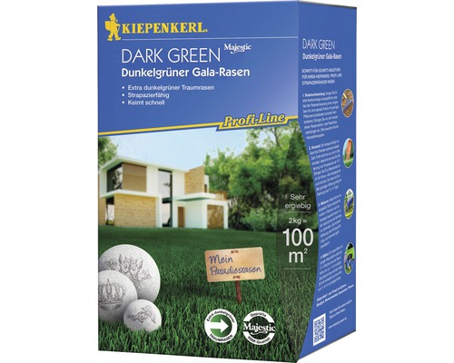 Semences de gazon pour gazon Gala vert foncé 2 kg 100 m² Kiepenkerl Dark Green paquet de graines de gazon pour gazon d''ornement foncé