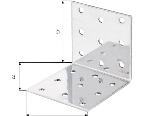 Winkelverbinder mit Löchern und Maßangaben a und b