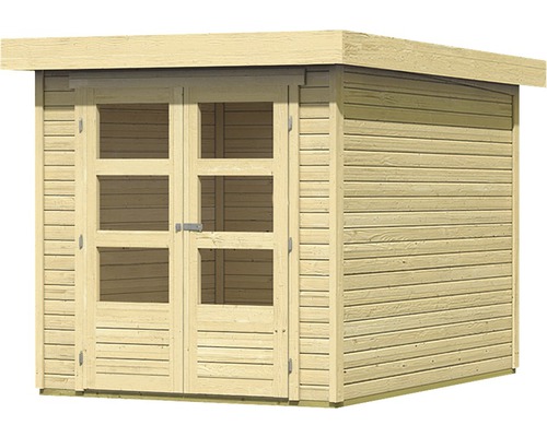 Gartenschuppen aus Holz mit Doppeltür und Fenstereinsätzen