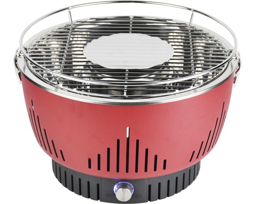 Barbecue à charbon de bois rouge avec grille et forme ronde