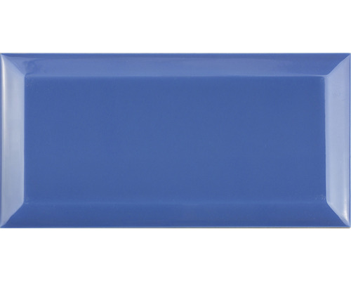 Metro-Fliese mit Facette blau Azul glänzend 10 x 20 cm