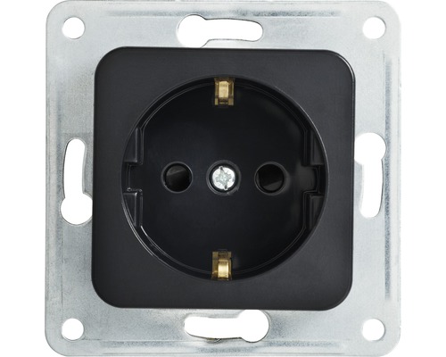 Prise de courant insert prise de courant Roth Lange ROTH LANGE Basic gris noir Prise de courant avec contact de protection et cadre