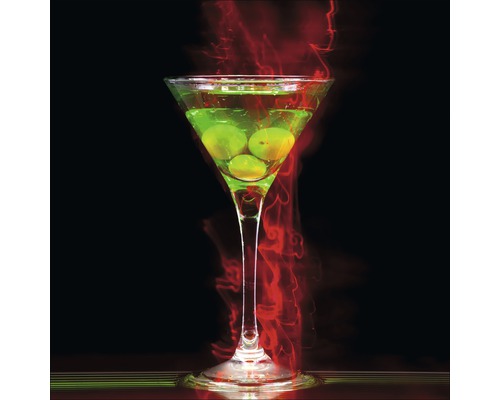 Tableau en verre Cocktail On Black II, 30x30 cm