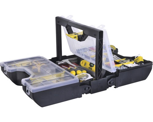 Geöffnete Werkzeugbox mit verschiedenen Werkzeugen