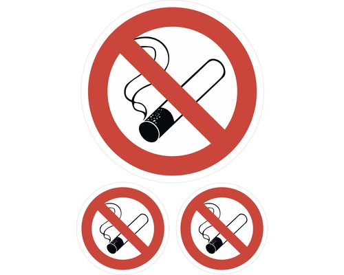 Autocollants « Interdiction de fumer » 1 pièce Ø90 mm, 2 pièces Ø45 mm