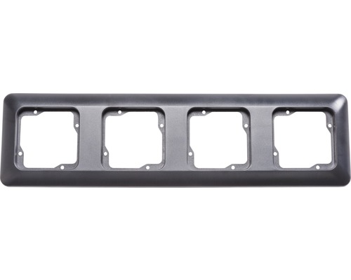 Plaque quadruple interrupteur encadrement Roth Lange ROTH LANGE Basic gris noir Cadre quadruple pour interrupteurs et prises