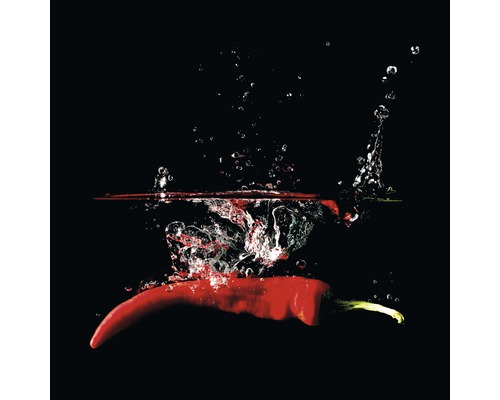 Tableau en verre Pepper On Black I, 50x50 cm