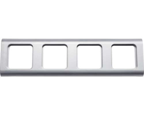 Plaque quadruple interrupteur encadrement Roth Lange ROTH LANGE Basic argent Cadre d''interrupteur en aluminium avec quatre ouvertures