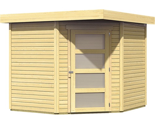Holzgartenhaus mit Tür und Fenstern
