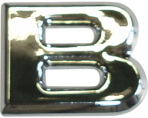 Autocollant 3D en relief portant la lettre « B », chrome, hauteur de police 25 mm