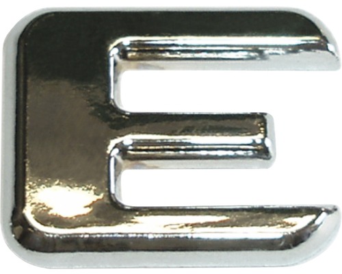 Autocollant 3D en relief portant la lettre « E », chrome, hauteur de police 25 mm