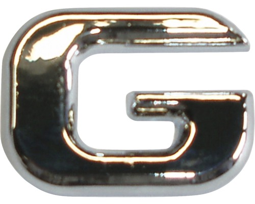 Autocollant 3D en relief portant la lettre « G », chrome, hauteur de police 25 mm