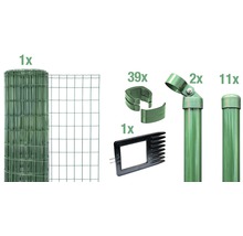 Ensemble complet de clôture ALBERTS Fix-Clip Pro® à sceller dans le béton 25 m x 81 cm vert-thumb-0