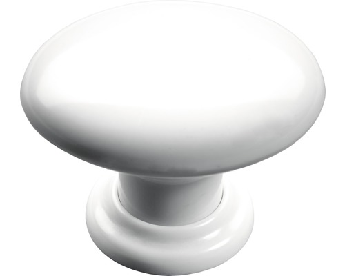 Bouton de meuble plastique blanc Øxh 33/27 mm
