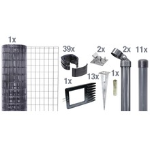 Ensemble complet de clôture ALBERTS Fix-Clip Pro® pour douille à enfoncer 25 m x 81 cm anthracite-thumb-0