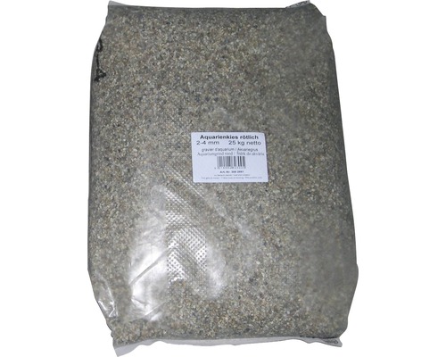 Sac de gravier d''aquarium rougeâtre, granulométrie de 2 à 4 millimètres, 25 kilogrammes net
