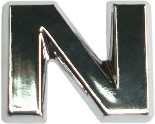 Aufkleber 3D-Relief-Buchstabe "N", chrom Schrifthöhe 25 mm
