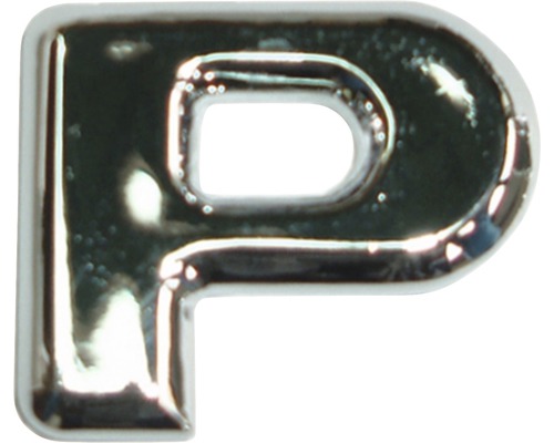Aufkleber 3D-Relief-Buchstabe "P", chrom Schrifthöhe 25 mm
