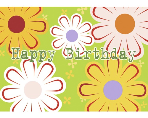 Mini carte de vœux Happy Birthday fleurs 7,7x5,5 cm