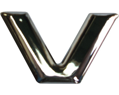Aufkleber 3D-Relief-Buchstabe "V", chrom Schrifthöhe 25 mm