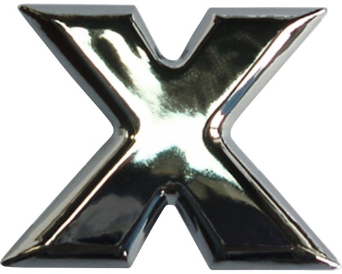 Aufkleber 3D-Relief-Buchstabe "X", chrom Schrifthöhe 25 mm
