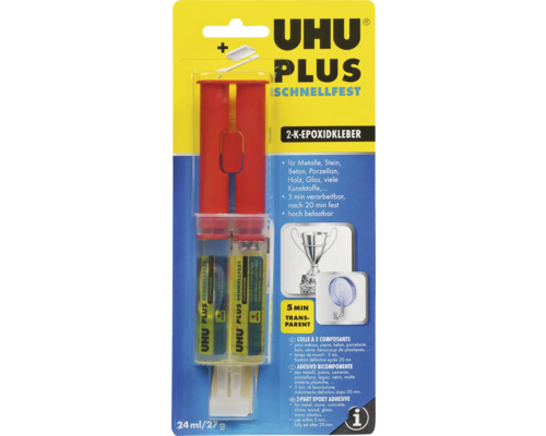 Colle époxy bi-composant UHU PLUS durcissement rapide 27 g en seringue