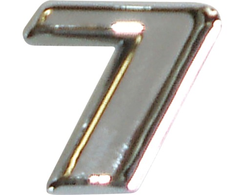 Autocollant 3D en relief portant le chiffre « 7 », chrome, hauteur de police 25 mm