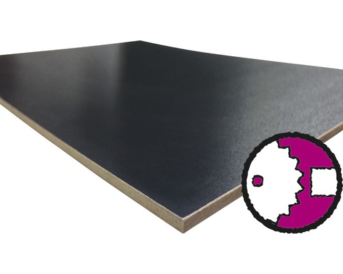 Dünn-MDF Platte einseitig schwarz 2440x1220x3 mm (Zuschnitt online reservierbar)