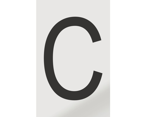 Autocollant lettre « C », alu noir imprimé, 60x100 mm