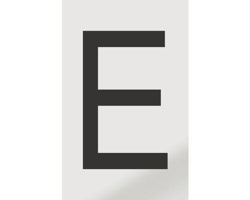 Autocollant lettre « E », alu noir imprimé, 60x100 mm