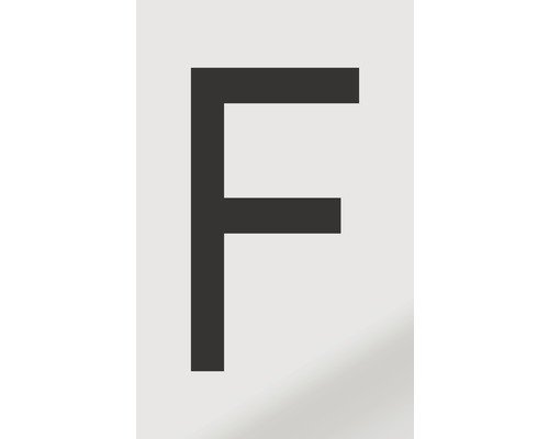 Autocollant lettre « F », alu noir imprimé, 60x100 mm