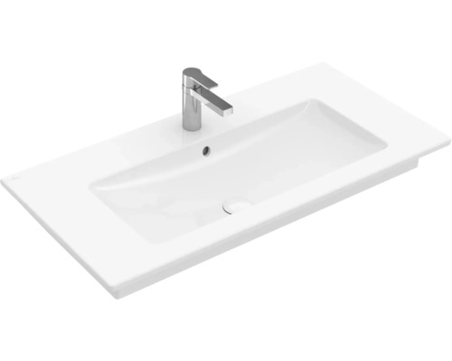 Villeroy & Boch Möbel-Waschtisch Venticello 80 cm weiß mit Beschichtung 41048LR1 Waschtisch mit Armatur für das Badezimmer