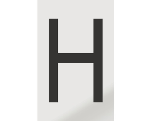 Aufkleber Buchstabe "H", Alu schwarz bedruckt 60x100 mm