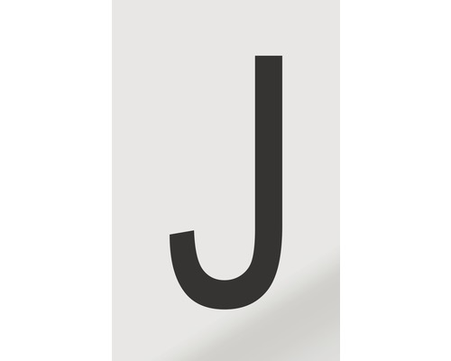 Aufkleber Buchstabe "J", Alu schwarz bedruckt 60x100 mm