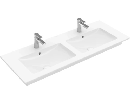 Villeroy & Boch Doppelwaschtisch Venticello 130 cm weiß mit Beschichtung 4111DLR1 Doppelwaschtisch mit zwei Armaturen für das Badezimmer