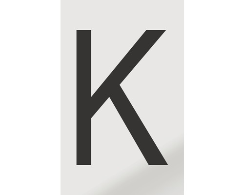 Aufkleber Buchstabe "K", Alu schwarz bedruckt 60x100 mm