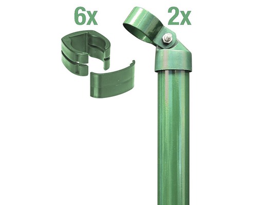 Zauneck-Set ALBERTS FixClip zum Einbetonieren Ø 3,4 x 200 cm für Zaunhöhe 150 cm grün