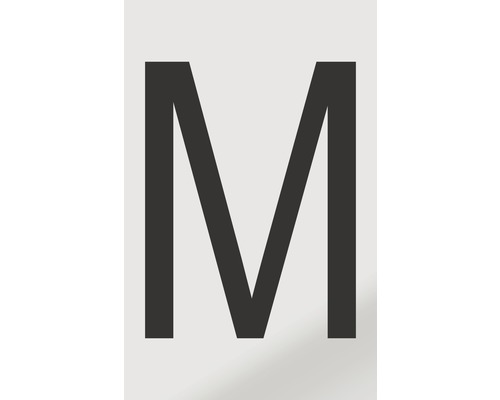 Aufkleber Buchstabe "M", Alu schwarz bedruckt 60x100 mm