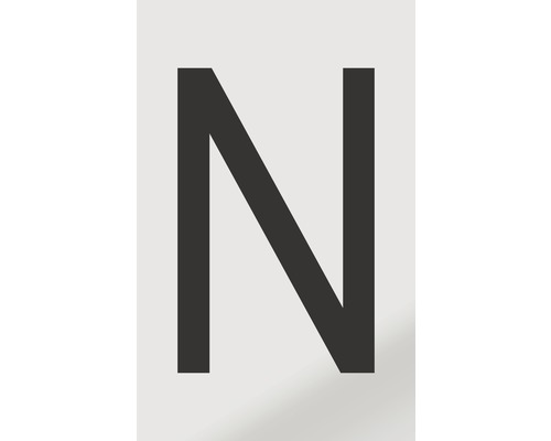 Aufkleber Buchstabe "N", Alu schwarz bedruckt 60x100 mm