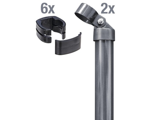 Poteau d'angle ALBERTS Fix-Clip Pro® Set pour hauteur de fil grillagé 153 cm à sceller dans le béton anthracite